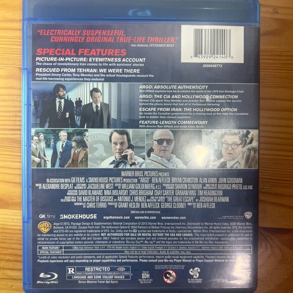 Argo Blu-Ray + DVD w/Slipcover 2012 Ben Affleck Very Good $5 - Picture 2 of 4